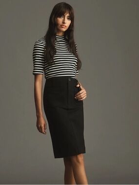 Maeve Anthropologie Black High-Waist Pencil Skirt Size S NWT
